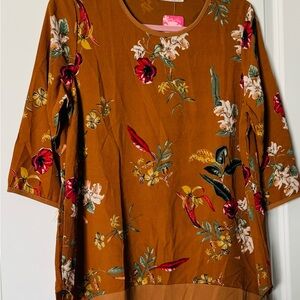 Floral Women's Top in Brown